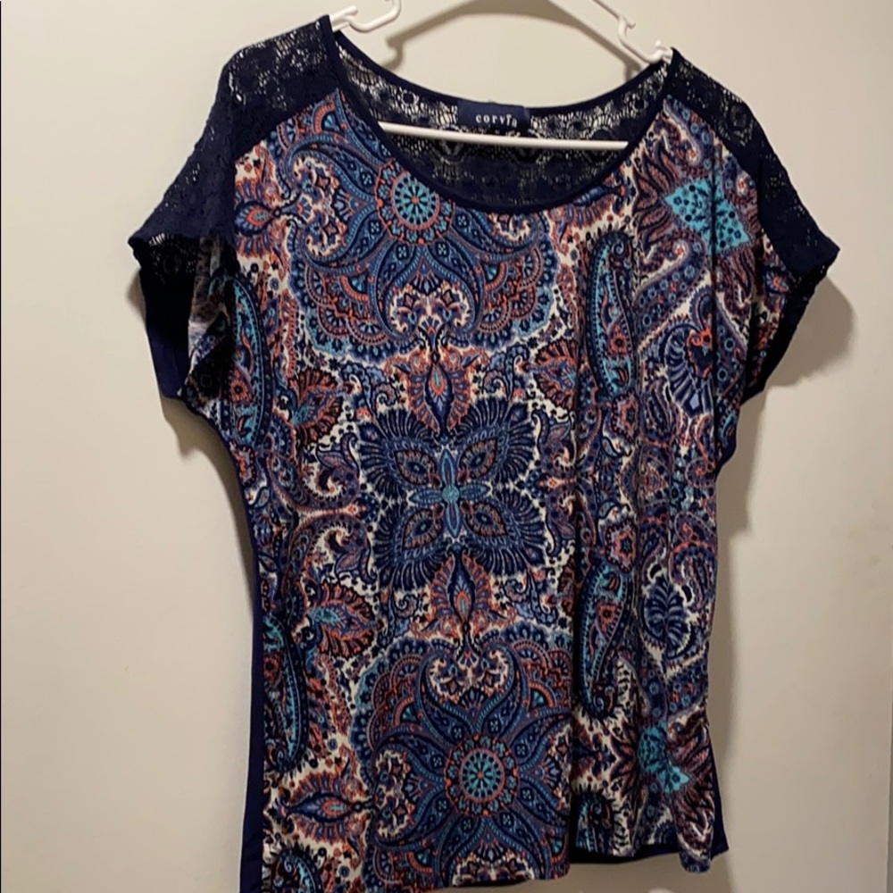 Paisley short sleeve dress top
